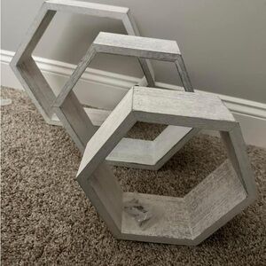 Hexagonal hanging shelves